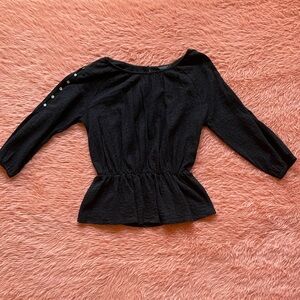 Lucky Black Blouse - Medium - cinch waist